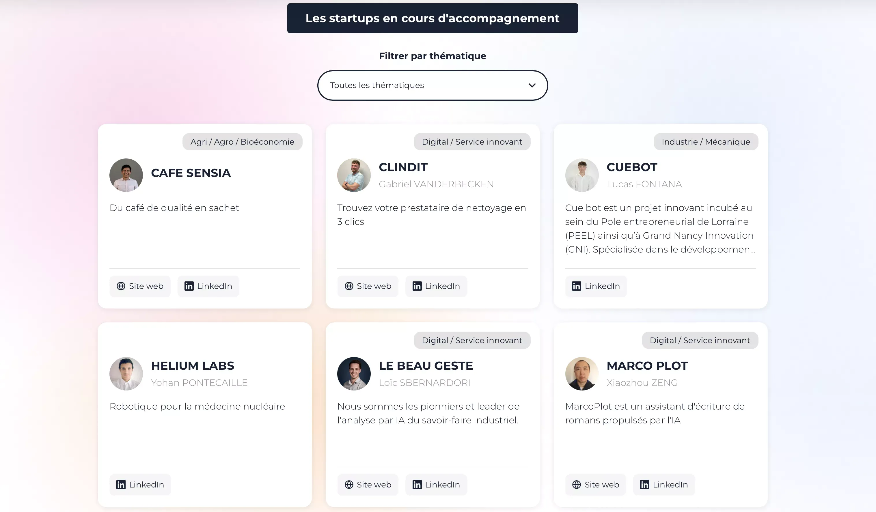 Annuaire de startups - connexion API Airtable