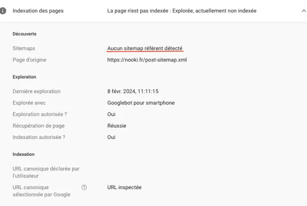 Aucun sitemap référent détecté