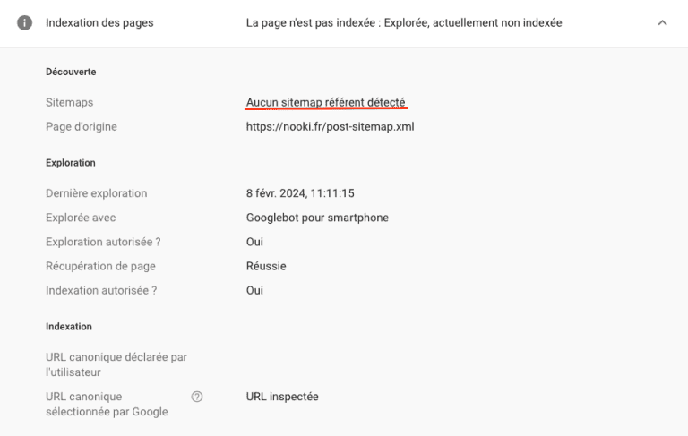 Aucun sitemap référent détecté